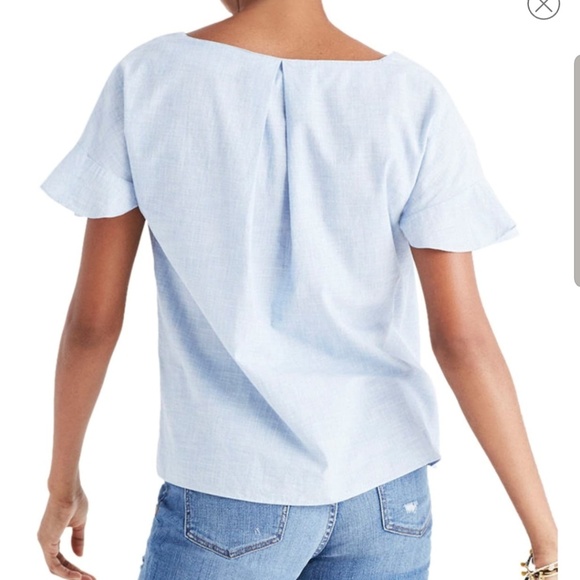 Madewell Womens Sundrift Ruffle Blue Blouse Size S - Picture 2 of 7